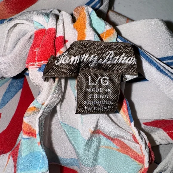 EUC Tommy Bahama 100% Silk Tropical Halter Sleeveless Blouse Size Large - Picture 2 of 6